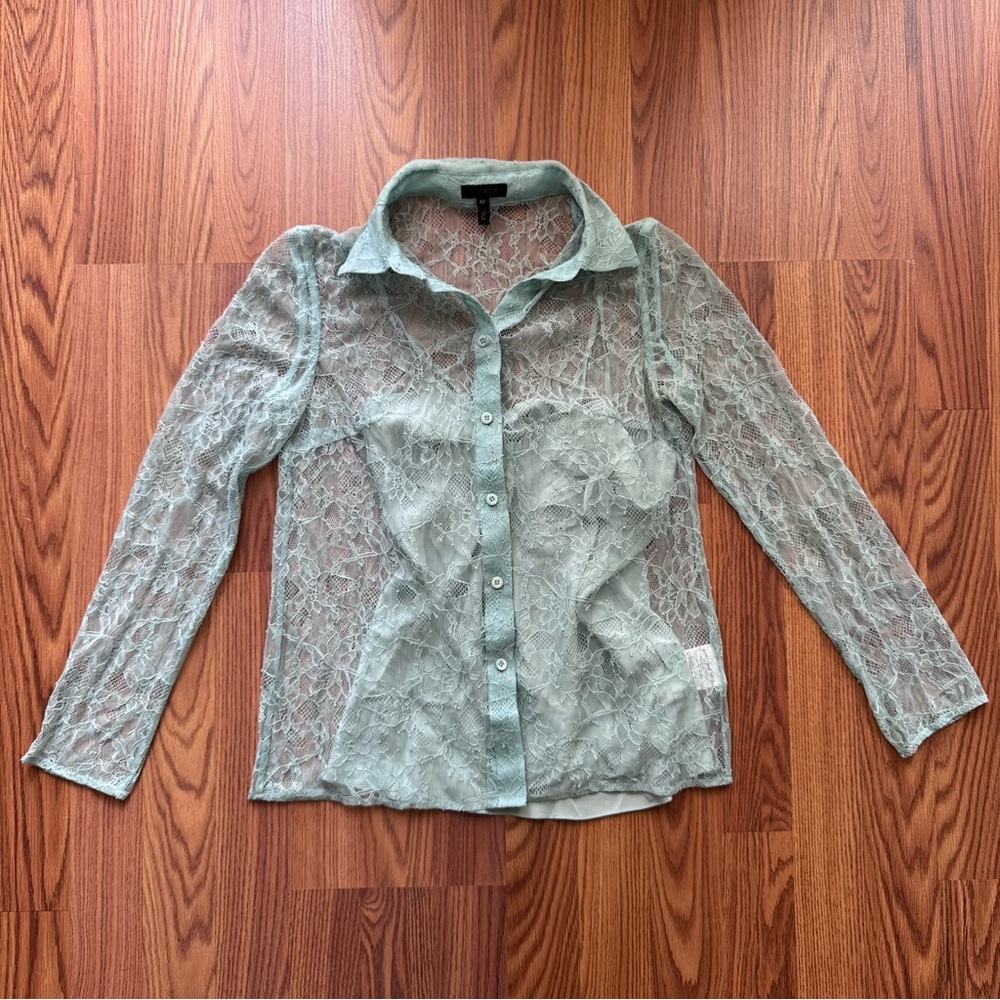 Escada Silk Blend Layered Floral Blouse Button-Up Size EU 32